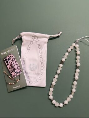 Loopy Case White Beaded Wristlet Necklace with Silver Accents